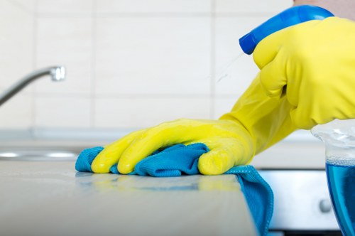 Local carpet cleaner in Harrow inspecting stains before cleaning
